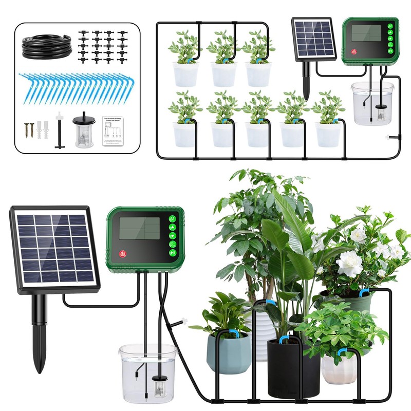 Lewisia Solar Automatic Drip Irrigation Kit with Timer and Water