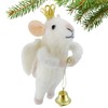 Angel Mouse Christmas Tree Ornament - White Wool Mouse Decoration