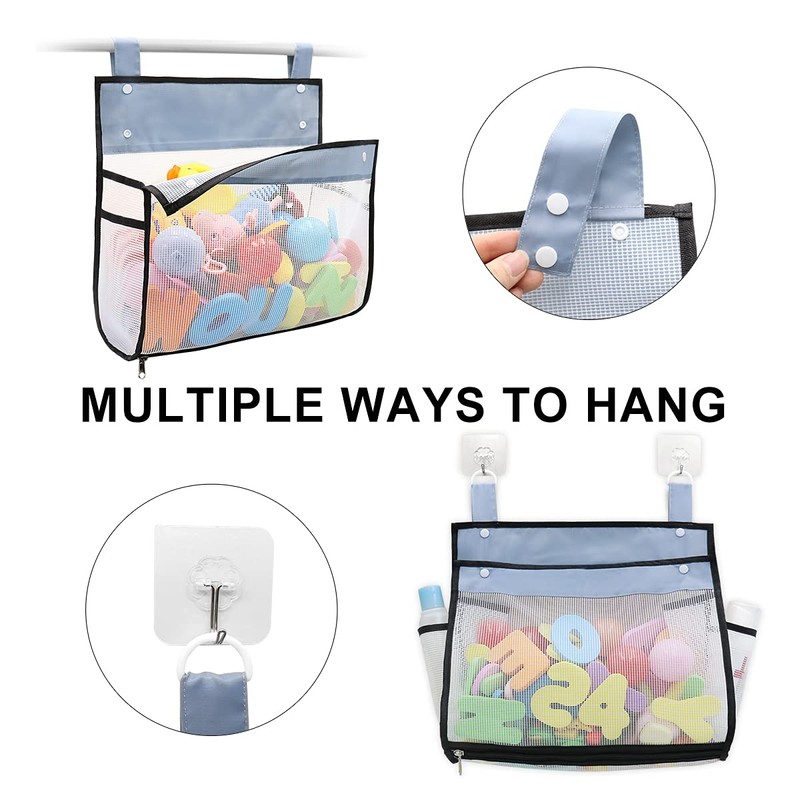 Bath Toy Organizer Multiple Ways to Hang, Extra Large Opening