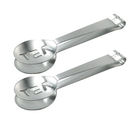 QUETTO 2 Pcs Stainless Tea Bag Squeezer Tongs Spoon Shaped Tea Bag Squeezer Tea Bag Spoon Sugar Clip Kitchen Bar Ice Cubes Tools