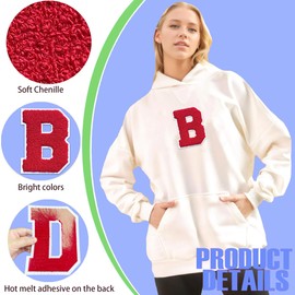 6.5" Varsity Letter Patches Large Iron on Letters Chenille Letterman Jacket Patches for Clothing/Jacket/Varsity/Bag (Red, R)