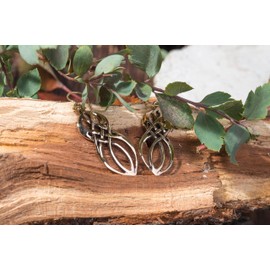 WINDALF Celtic-Irish Askonia Women's Earrings 5 cm Celtic Protection Knot of Infinity Love Knot Bronze, Fabric jewellery bag