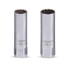 Geoyien Spark Plug Wrench, Spark Plug Wrench 16 mm, Spark Plug Wrench 14 mm, 3/8, 12 Point, Extra Thin Wall Spark Plugs for Cars, Motorcycles (2 Sizes, 2 Pieces)