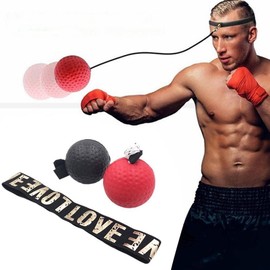 Red Boxing Reflex Ball, Improve Reaction Speed, Hand-Eye Coordination, Home Training Boxing Equipment with Adjustable Elastic Headband Reaction Balls Agility Training