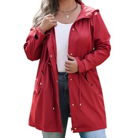 IN'VOLAND Women's Plus Size Raincoat with Hood Outdoor Lightweight Windbreaker Rain Jacket Waterproof