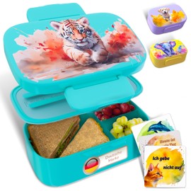 Mr. Chilly® Children's Lunch Box with Compartments Including Motivational Cards for Any Situation I Leak-Proof Bento Box Children Including Cutlery - Ideal for School and Leisure I Lunch Box Children