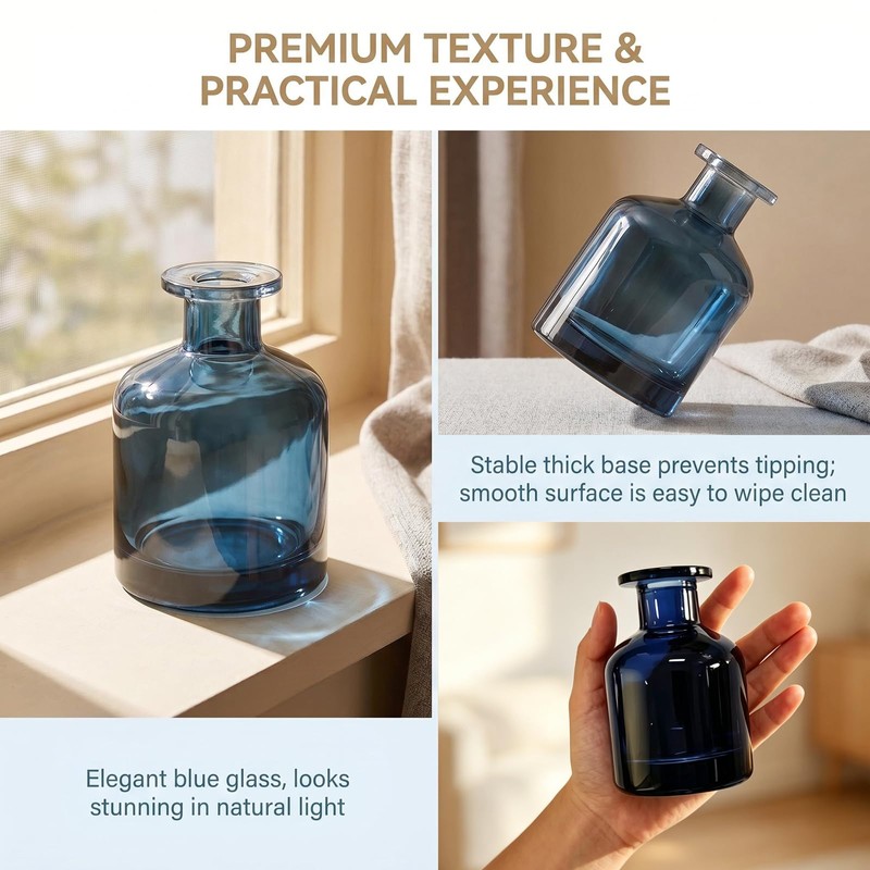 5oz/150ml Empty Glass Reed Diffuser Bottle (Clear Blue)
