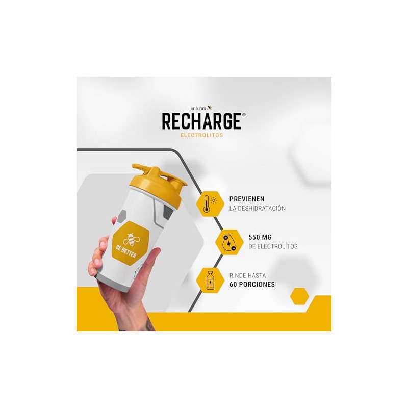 Be Better RECHARGE, Electrolitos En Polvo 60 Porciones, Sabor Naranja,
