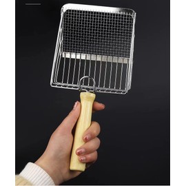 PlushPlumage Metal Litter Scoop with Ultra-Thin Edge - Stainless Steel Mesh Cat Litter Shovel with Dual Sifting Gaps,Anti-Stick Wood Handle.Cat Dog Rabbit Sand Bath Cleaning Tool