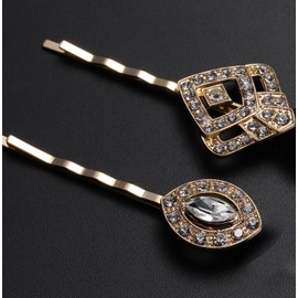 BABEYOND Vintage Hair Pins Clips for Women 1920s Crystal Rhinestone Feather Hair Pins Great Gatsby Hair Piece (A-Gold)