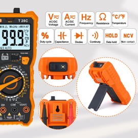 YIQIYIBO Digital Multimeter, True RMS 6000 Counts Manual Range Voltage Tester Current Meter, Measures AC/DC Voltage, AC/DC Current, Resistance, Diodes, Continuity, Capacitance and Temperature