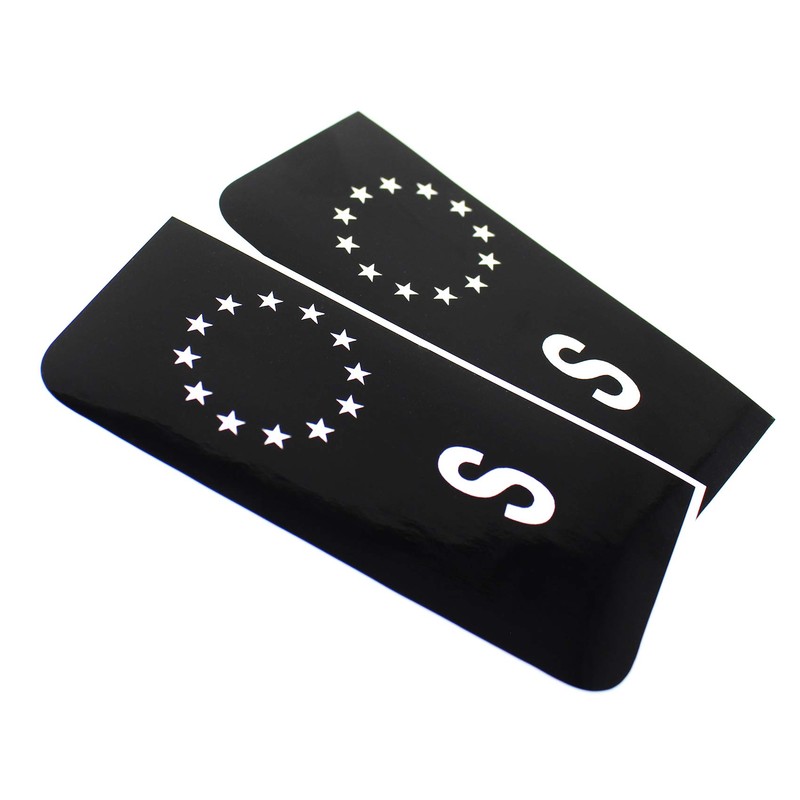 2 x Number Plate EU Field Sticker Film, Black, Car,