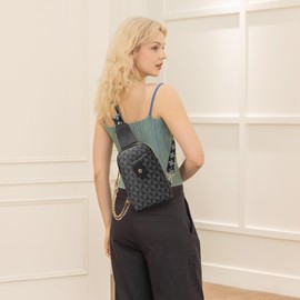 LBiayion Small Crossbody Sling Bag for Women – Vegan Leather Fanny Packs with Adjustable Strap – Trendy Chest Bag for Travel, E-black, Small, Trendy Sling Crossbody