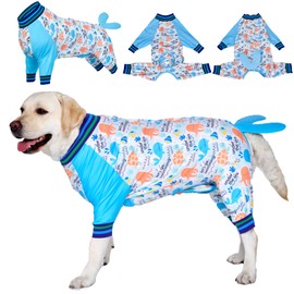 LovinPet Dog Surgical Recovery Suit - Dog Bodysuit for Abdominal Wound After Surgery Anti Licking Abdominal Wound Surgical Clothes Post-Operative Vest E-Collar Alternative Recovery Shirt,whale,Blue,XL