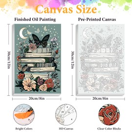 Framed Paint by Numbers Kit for Adults Beginner Book, Adult Paint by Number Kits on Canvas Framed Flower, DIY Acrylic Oil Painting by Numbers with Frame, Butterfly for Home Decor Gift 8 X 12 Inch