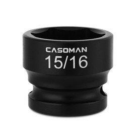 CASOMAN 1/2" Drive 15/16" Stubby Impact Socket Set, 6-Point, 1.1" Length, CR-MO, SAE