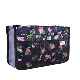 Periea Chelsy Handbag Organizer Insert (Blue with Flamingos, Large)