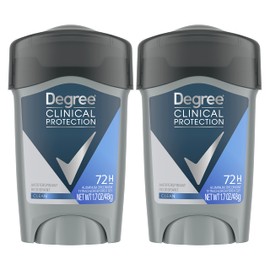 Degree Degree Men Clinical Protection Antiperspirant Deodorant 72-Hour Sweat & Odor Protection Clean Prescription-Strength Antiperspirant For Men with MotionSense Technology 1.7 oz, Pack of 2