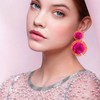 Vavhoo Raffia Flower Earrings Raffia Straw Wrapped Hot Pink Flower
