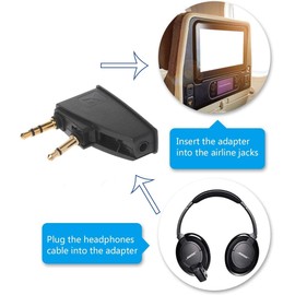 QC45 Airplane Headphone Adapter Airline Flight Audio Adapter Converter Compatible with Bose QC3 QC15 QC20 QC25 QC35 AE2 AE2W Headphones
