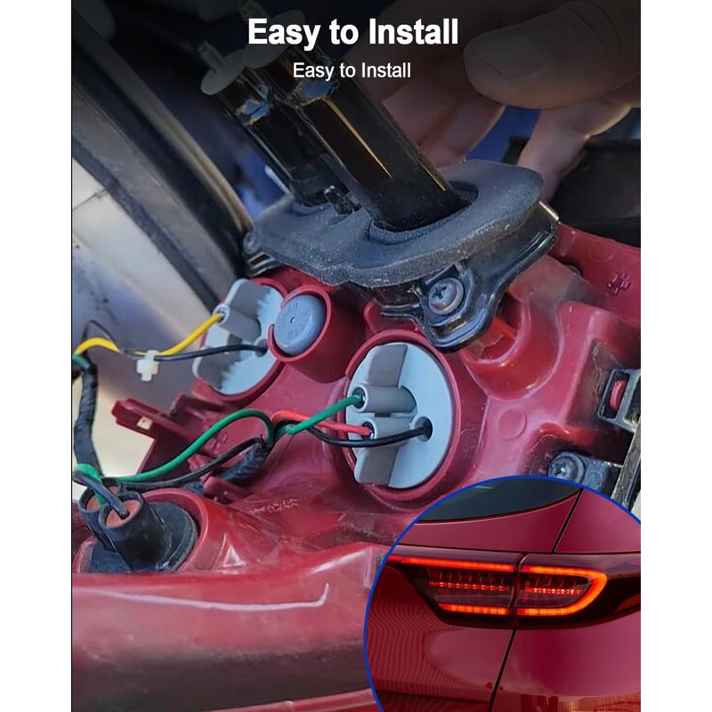 AUGREX Tail Light Lamp Rear Socket and Wire Harness w/Bulb