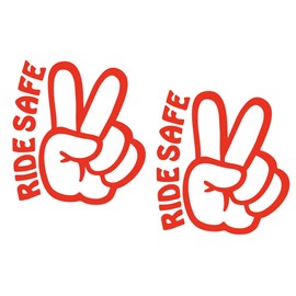 2 Pack - Ride Safe - Peace Sign | Decal Vinyl Sticker Graphics for Car Truck SUV Van Window Laptop Tumbler| 5" Width by 5.5" Height HOM0061.031 Red