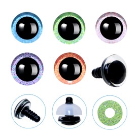 40Pcs 3D Glitter Safety Eyes and Washers - Thalinfayi 20mm/0.79inch 5Colors Safety Eyes Plastic Crochet Amigurumi Eyes for DIY Making or Replace of Amigurumi, Crafts, Crochet Doll Supplies