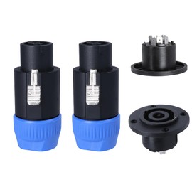 SUNNAREPOON 2 Sets 8 Pole Speakon Connector Kit, 8 Pin Speak-on Connectors and 8 Core Female Panel Mount Socket, Compatible NL8FC, NL8FX, NL8MPR for High Power Devices Interconnect - Blue