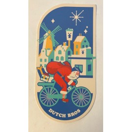 Dutch Bros Santa Bike Starry Winter Christmas December Sticker