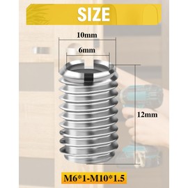 Caianwin M10 to M6 Thread Insert, Pack of 10, Quick Thread Insert, Stainless Steel Screw Nuts for Thread Repair
