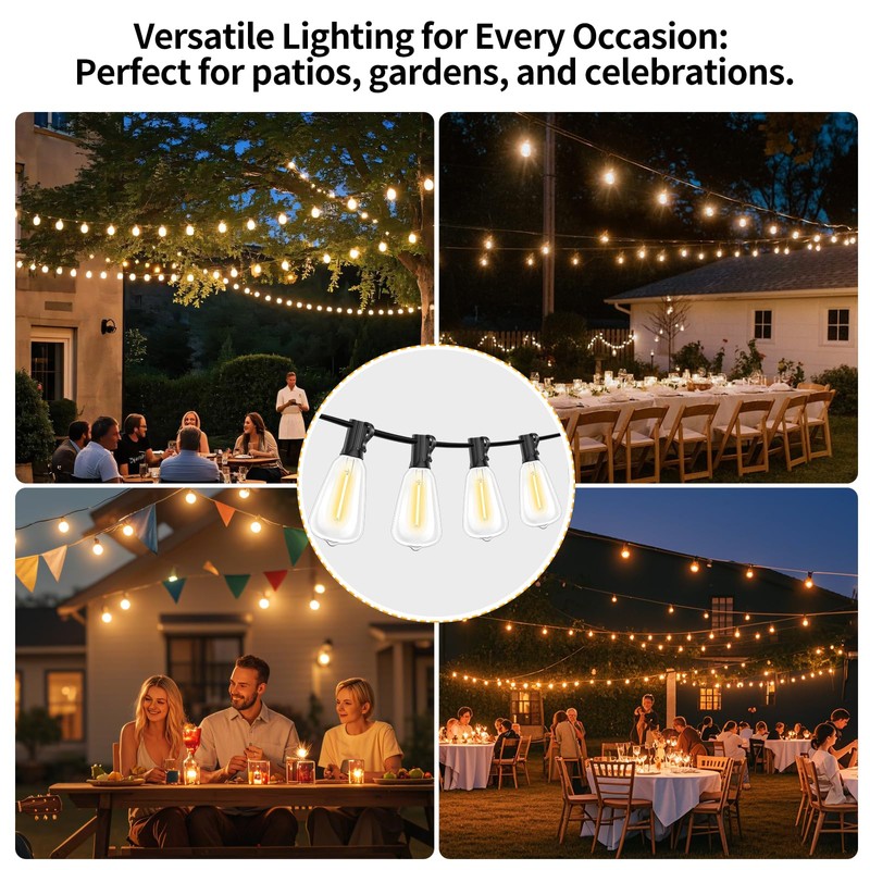 Hobbynors 10Pack ST38 LED Outdoor String Light Replacement Bulbs, Shatterproof