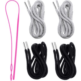 Drawstring Cords Replacement Drawstrings with Easy Threader for Sweatpants Shorts Pants Jackets Coats (Black, Grey)