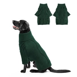 NACOCO Christmas Dog Turtleneck Sweater - Extra-Large Dog Sweatshirt Fall Doggy Clothes Warm Pullover Solid Color Holiday Pet Knitwear Winter Apparel for German Shepherd, Labrador (Green, 4XL)