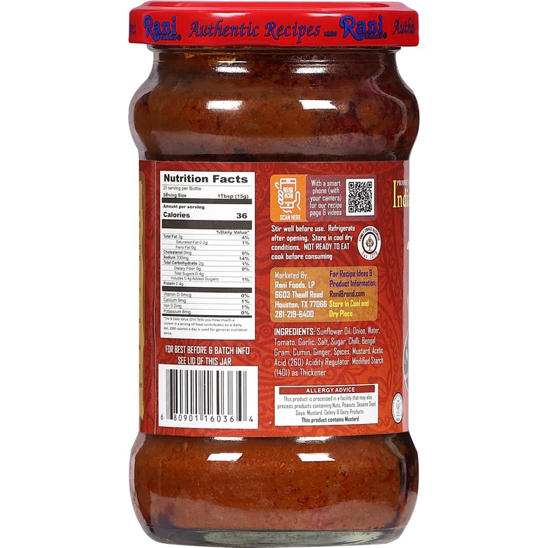 Rani Vindaloo Curry Cooking Spice Paste, Hot! 10.5oz (300g) Glass