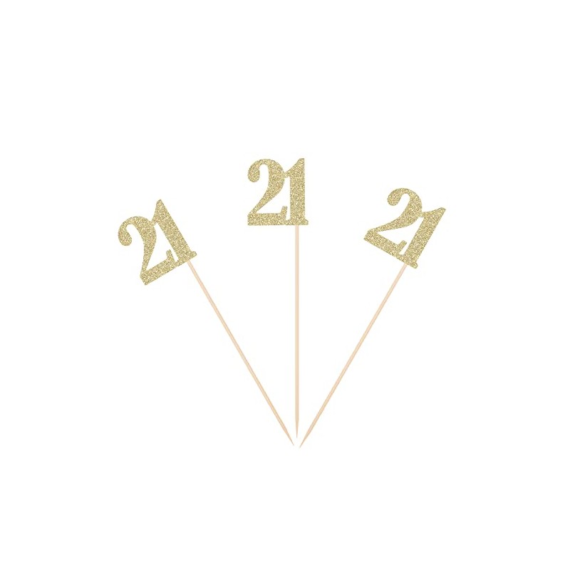 21st Birthday Centerpiece Sticks Gold Glittery Number 21 Table Topper