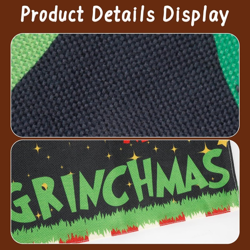 Thyonta Christmas Grinch Table Runner Linen Print Cartoon Table Flag