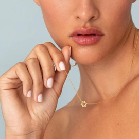 Dainty Gold Star of David Pendant Necklace Jewish Jewelry for Women Gift (gold)