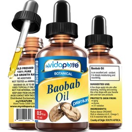 MYVIDAPURE 100% Pure Baobab Oil  Wild Harvested, Multi-Use Care for Skin, Hair, Lips & Nails 