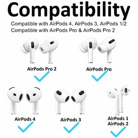 A-Focus 8 Pairs Ear Hooks for AirPods 4 3 2 1, Anti-Slip, Ergonomic Design, Clip Ergonomic Design Sport Accessories Compatible with AirPods Pro 2nd 1st Black White Pink Purple Red Green Gray Blue