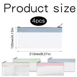 Pack of 4 Translucent Pencil Cases, Clear Pencil Case, Travel Cosmetic Bag, Super Soft Pencil Case Set, Back to School Pen Bag for Children, Adults