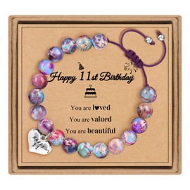 Sistble Teen Gifts, Beaded Bracelets for Teen Birthday Gifts Love Heart Bracelet Christmas Gift Stocking Stuffers for Teens Daughter Granddaughter Jewelry