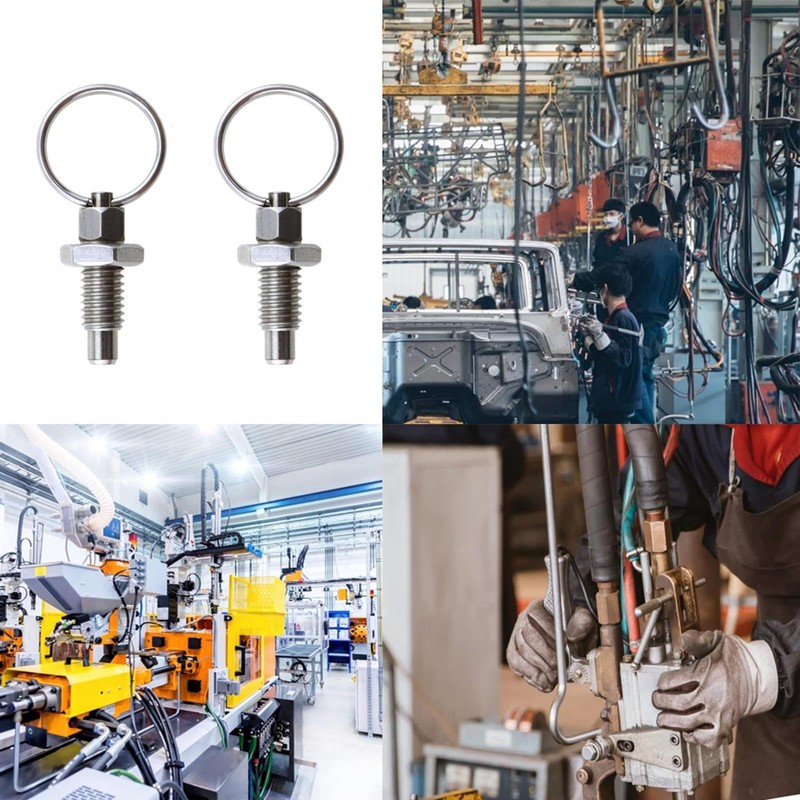 2 Pieces Locking Bolt with Pull Ring, Stainless Steel Spring