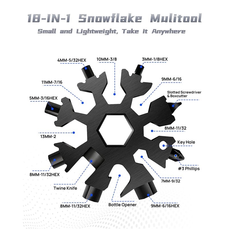 Gifts for Men, BIBURY Mini Hammer Multitool and Snowflake Multi