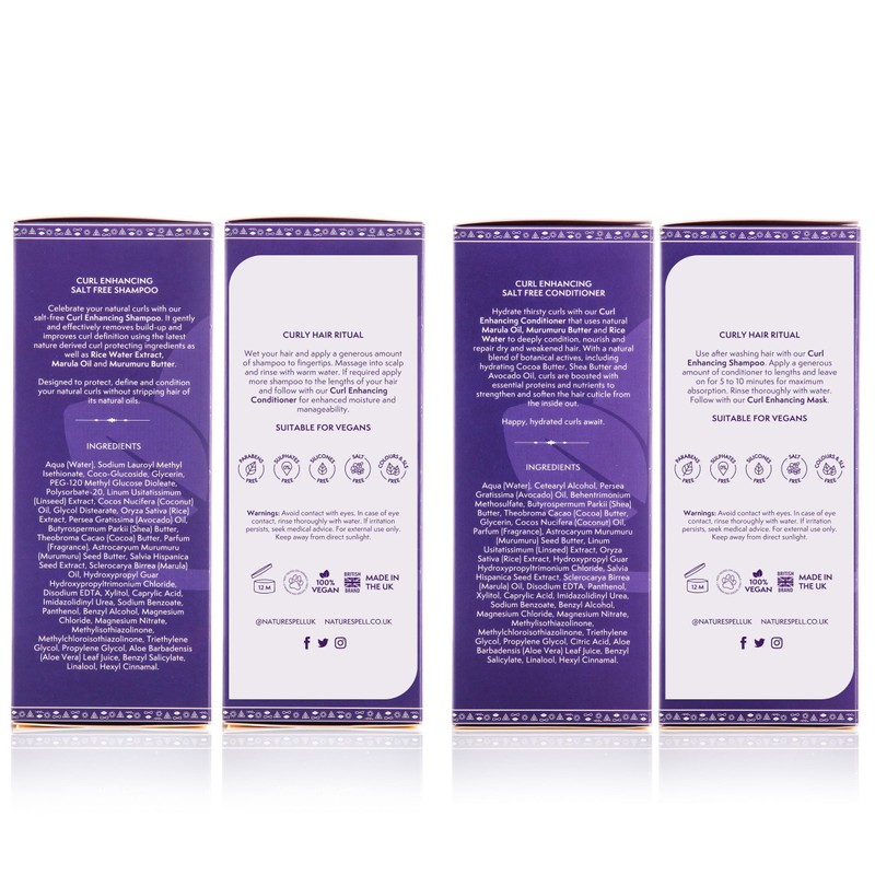 Nature Spell Curl Enhancing Shampoo and Conditioner Set For Women,