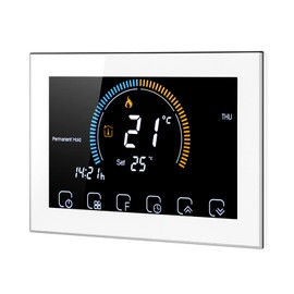 Smart Thermostat, Wi-Fi Smart Programmable Thermostat 5+1+1 Six Periods Voice APP Control Backlight LCD Water/Gas Boiler Heating Thermoregulator with UV Index Humidity Display Lock Function WhiteWifi