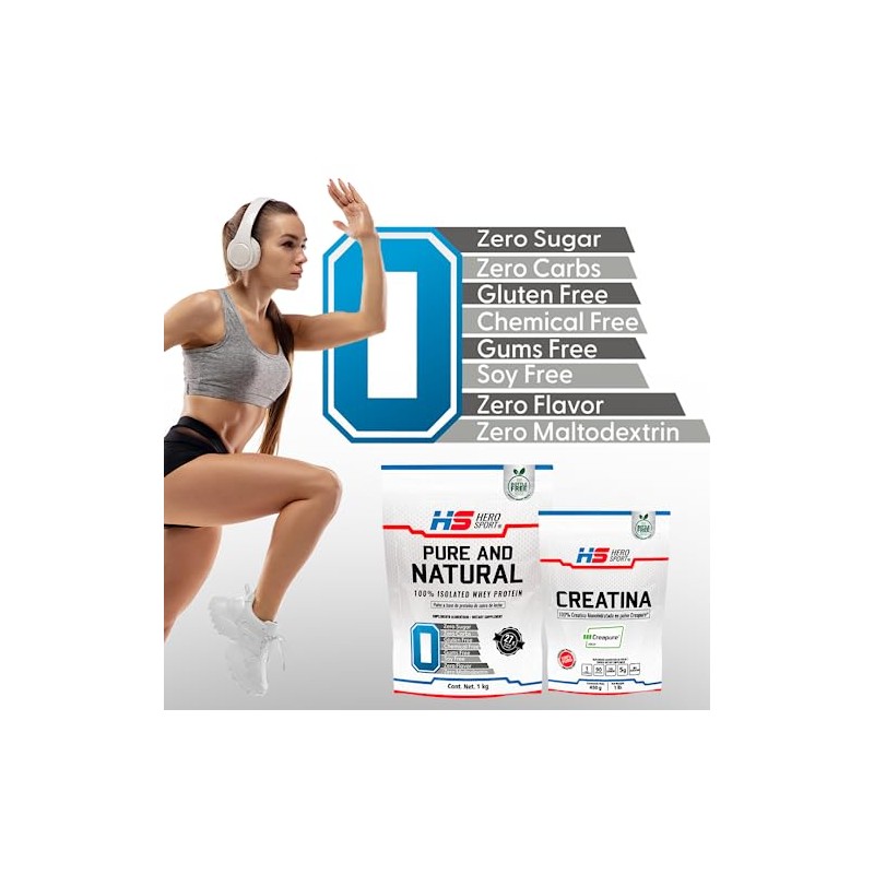 HS HERO SPORT Protein Pure and Natural 1kg. 100 Protena