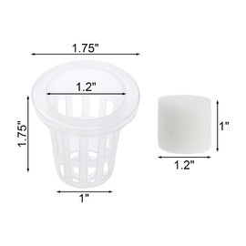 SanSanYa 36pcs Hydroponic Net Pots with 54pcs Hydroponic Planting Sponges Plastic Slotted Mesh Net Cup Pots for Hydroponic System (1.2")