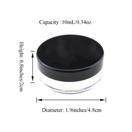 HAHIYO 4pcs 10ml/0.34oz Plastic Empty Travel Compact Case Makeup Cosmetic Jar Refillable Powder Box No Leak Holder with Rotatable Sifter and Black Screw Lid