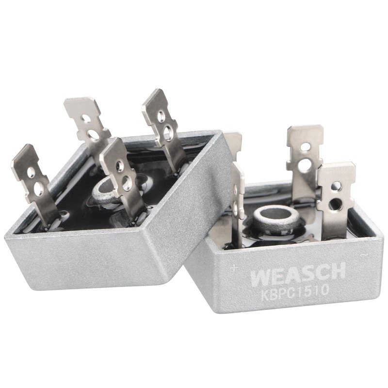 Weasch 2Pcs Bridge Rectifier Diode, KBPC1510, AC to DC, 1000V