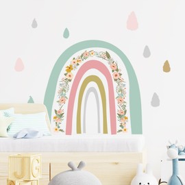 astylishome Flower Wall Stickers Large Rainbow Peel and Stick Wallpaper Colorful Flowers Decals for Kids Removable Baby Nursery Girls Bedroom Art Decoration 1110